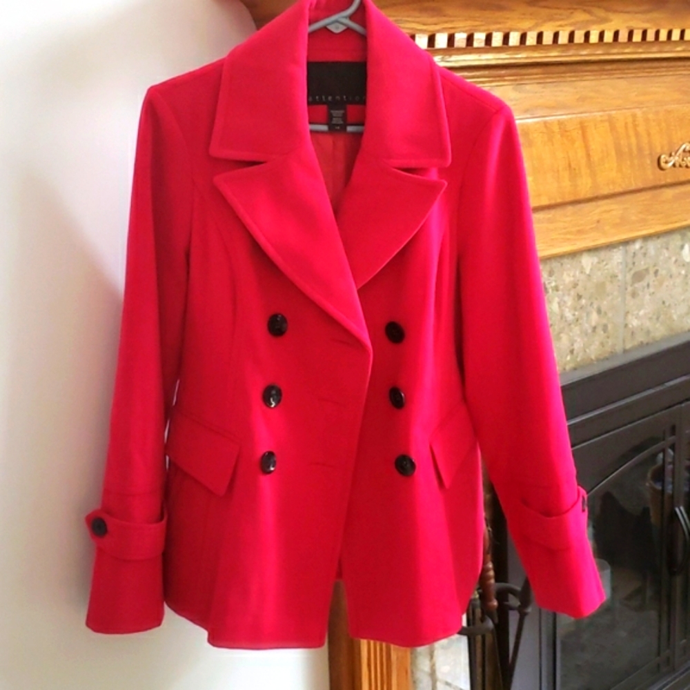 Womens  Hot Pink Pea coat